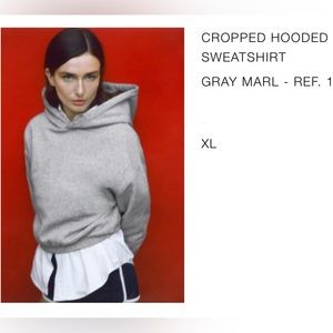 Zara Soft Cropped Hooded Sweatshirt Size XL
